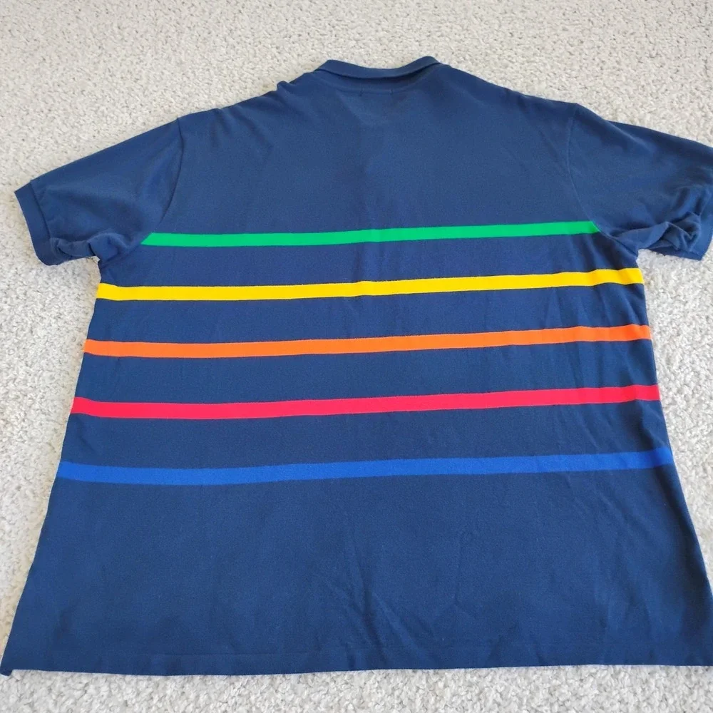 Polo Ralph Lauren Shirt Mens 3XB 3XL Blue Striped Rainbow Pony Designer Preppy
